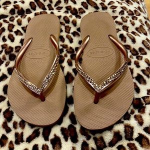Havaianas Rose gold and Swarovski Crystals Flip flops